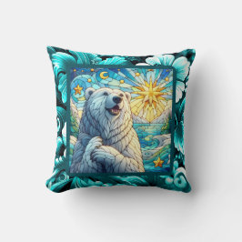 有難お洒落極ベアフェイクステンドグラス クッション