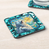 有難お洒落極ベアフェイクステンドグラス コースター (左側)