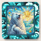 有難お洒落極ベアフェイクステンドグラス コースター (正面)