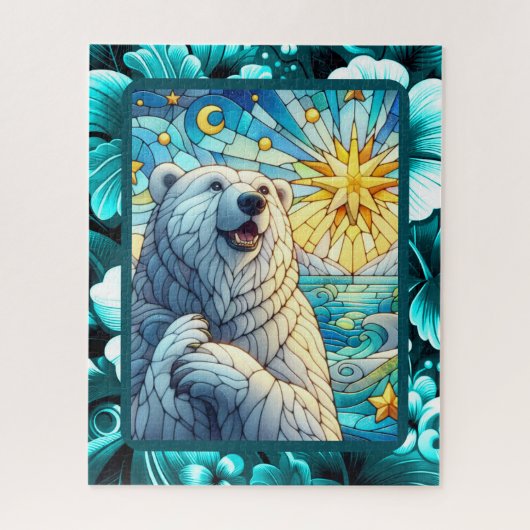 有難お洒落極ベアフェイクステンドグラス ジグソーパズル (縦)