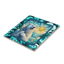 有難お洒落極ベアフェイクステンドグラス タイル