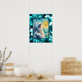 有難お洒落極ベアフェイクステンドグラス ポスター (キッチン)