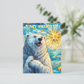 有難お洒落極ベアフェイクステンドグラス ポストカード (スタンド正面)