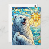 有難お洒落極ベアフェイクステンドグラス ポストカード (正面/裏面)