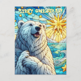 有難お洒落極ベアフェイクステンドグラス ポストカード