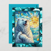 有難お洒落極ベアフェイクステンドグラス ポストカード (正面/裏面)