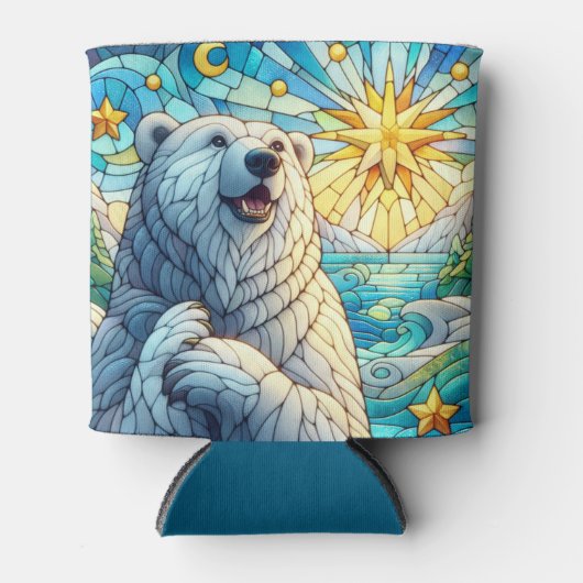 有難お洒落極ベアフェイクステンドグラス 缶クーラー (正面)