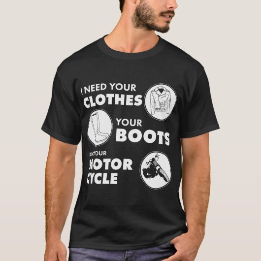 服とブーツとバイクをくれ Tシャツ (正面)