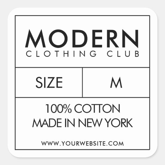 服のネックラベルステッカーのデザイン スクエアシール (正面)