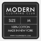 服のネックラベルステッカーのデザイン スクエアシール (正面)