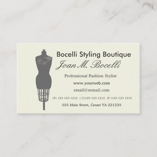 服の型枠のファッションのヴィンテージのビクトリア時代の人のマネキン 予約カード (正面)