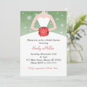 服の招待状の冬の赤い緑のブライダルシャワー 招待状 (スタンド正面)