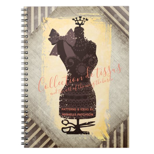 服の模造のマネキンの裁縫パターンノート ノートブック (正面)