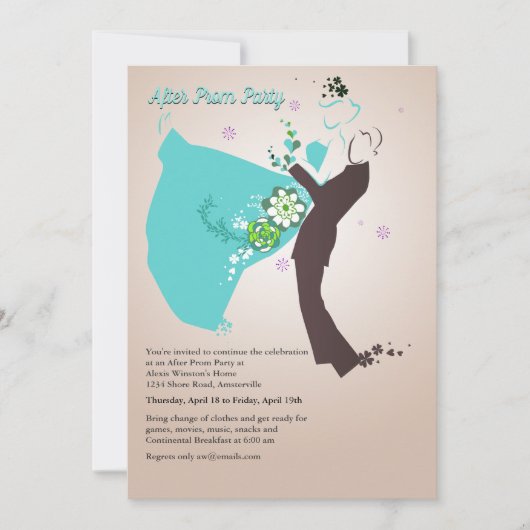 服を着せられたカップルの(青い)招待状 招待状 (正面)