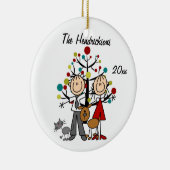 服を着せられたカップル、犬、猫のパーソナライズなオーナメント セラミックオーナメント (右)