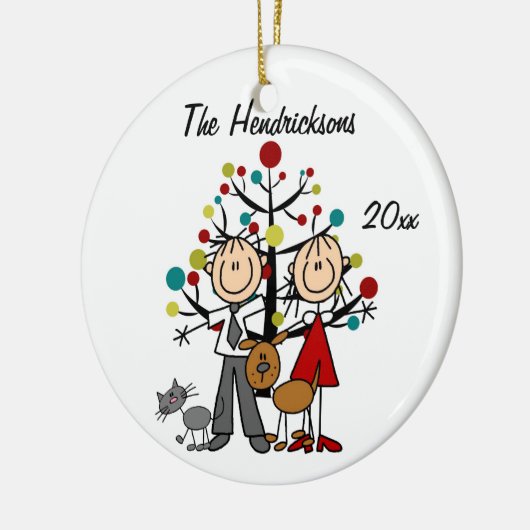 服を着せられたカップル、犬、猫のパーソナライズなオーナメント セラミックオーナメント (左)