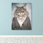 服を着た猫 キャンバスプリント (インサイチュ (ウッドフロア))