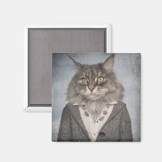 服を着た猫 マグネット (正面/裏面)