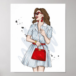 服を着た美しスタイリッシュい女の子とファッション ポスター