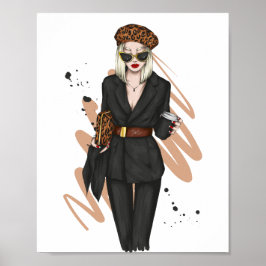 服を着た美しスタイリッシュい女の子とファッション ポスター