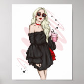 服を着た美しスタイリッシュい女の子とファッション ポスター (正面)