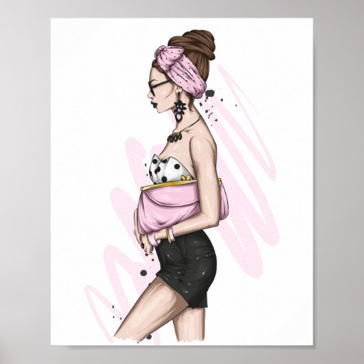 服を着た美しスタイリッシュい女の子とファッション ポスター (正面)