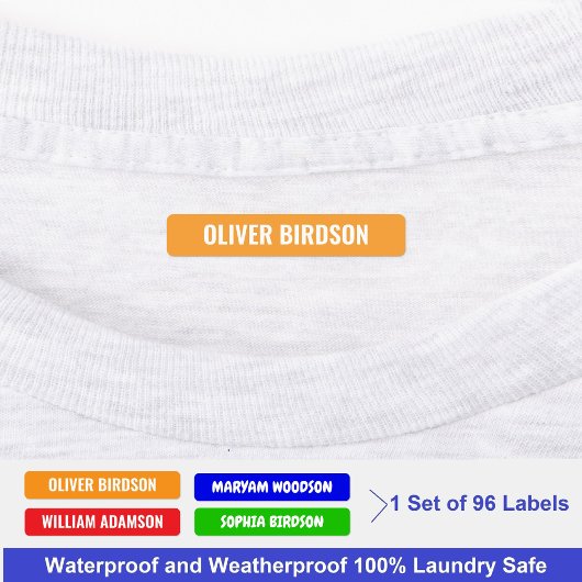 服カラフルの名前に貼る、防水 ラベル