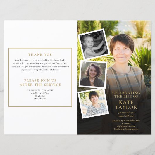 服務葬式プログラムの写真コラージュ (正面)