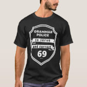 服役して訂正する文法警察おもしろい Tシャツ (正面)
