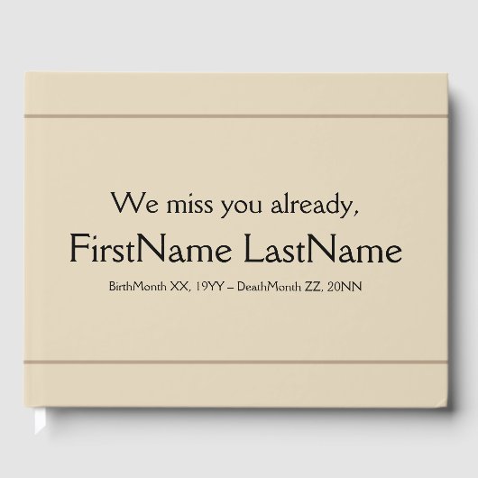 服従・葬儀パーソナライズされたゲストブック ゲストブック (正面)