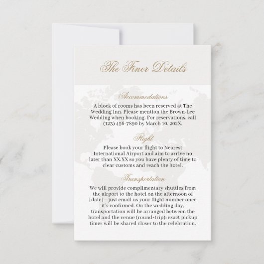 服装結婚とタイムライン付き旅行の詳細カード (正面)