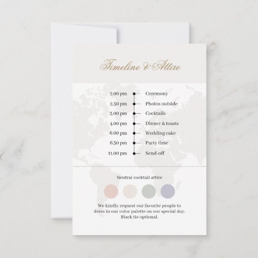 服装結婚とタイムライン付き旅行の詳細カード (裏面)