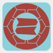 服部氏家紋を青に赤く染める スクエアシール (正面)