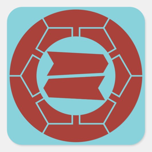 服部氏家紋を青に赤く染める スクエアシール (正面)