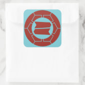 服部氏家紋を青に赤く染める スクエアシール (バッグ)