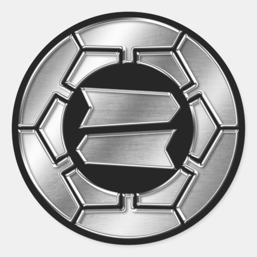 服部氏家紋シルバークローム ラウンドシール (正面)