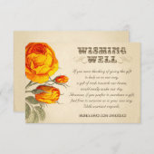 望ましい結婚良いヴィンテージオレンジのバラ エンクロージャーカード (正面/裏面)