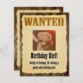 望まパーソナライズされたしいポスター、ウェスタンスタイル誕生日 招待状 (正面/裏面)