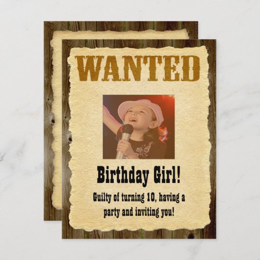 望まパーソナライズされたしいポスター、ウェスタンスタイル誕生日 招待状 (正面/裏面)