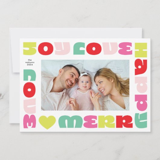 望みモダンはっきりした希望 | クリスマス2枚の幸せ シーズンカード (正面)