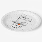 望み遊か？ボールかわいいビコンフリーズ犬 ペーパープレート (アングル)