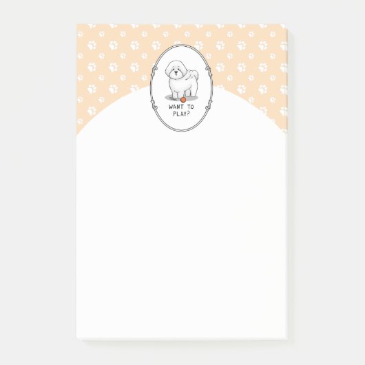 望み遊か?ボール付きビコンフリースドッグ – かわいい ポストイット (正面)