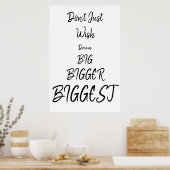 望むだけではない |ブラック文字引用文ポスター ポスター (キッチン)