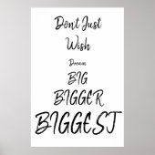 望むだけではない |ブラック文字引用文ポスター ポスター (正面)