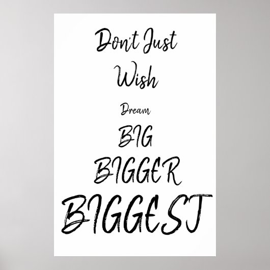 望むだけではない |ブラック文字引用文ポスター ポスター (正面)