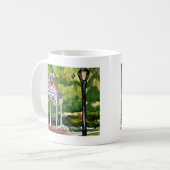 望楼の水彩画の絵画の庭の自然 コーヒーマグカップ (正面左)