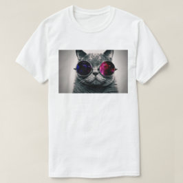 望遠カッコいい鏡天の川銀河の宇宙猫 Tシャツ