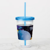 望遠鏡で宇宙の子犬とエイリアン アクリルタンブラー (正面)