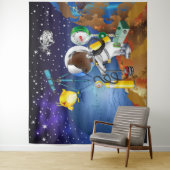 望遠鏡で宇宙の子犬とエイリアン タペストリー (インサイチュ)