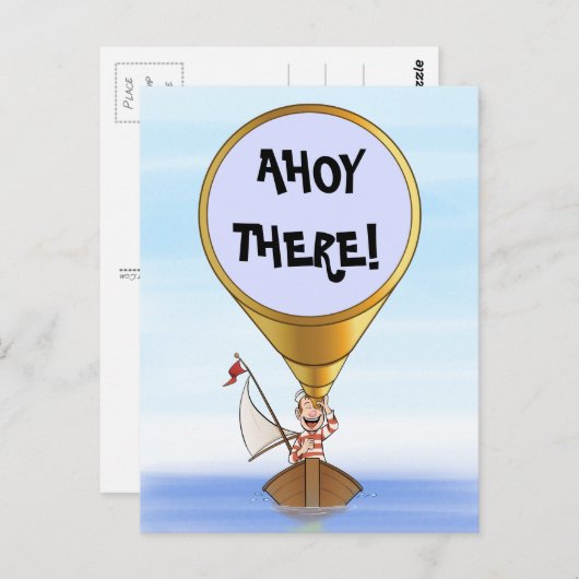 望遠鏡のあいさつをしたセーラー ポストカード (正面/裏面)